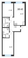 3 ккв (Евро) № 223 Корп.: 3.1.1 , Секция 6  в ЖК Окла