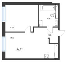 2 ккв (Евро) № 51 Корп.: 3.2.1 , Секция 2  в ЖК Окла