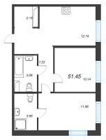 2 ккв № 1 Корп.: 3.2.1 , Секция 1  в ЖК Окла