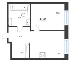 1 ккв № 2 Корп.: 3.1.1 , Секция 1  в ЖК Окла