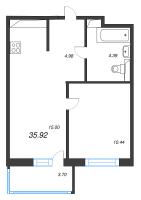 2 ккв (Евро) № 110 Корп.: 3.2.3 , Секция 4  в ЖК Окла