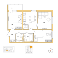 3 ккв № 196 Корп.: 2.2.1 , Секция 1  в ЖК Окла