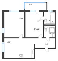 3 ккв (Евро) № 14 Корп.: 3.2.3 , Секция 1  в ЖК Окла