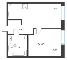 1 ккв № 1 Корп.: 3.1.1 , Секция 1  в ЖК Окла