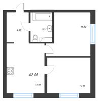 2 ккв № 104 Корп.: 3.2.3 , Секция 4  в ЖК Окла