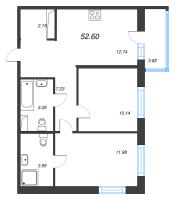 2 ккв № 14 Корп.: 3.2.1 , Секция 1  в ЖК Окла
