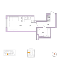 Студия № 11 Корп.: 2.2.1 , Секция 1  в ЖК Окла