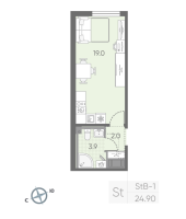 Студия № 304 Корп.: 4 , Секция 1  в ЖК Октябрьская набережная