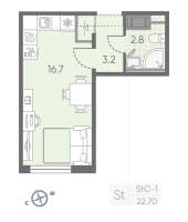Студия № 311 Корп.: 3 , Секция 1  в ЖК Октябрьская набережная