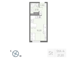 Студия № 17 Корп.: 8 , Секция 1  в ЖК Октябрьская набережная