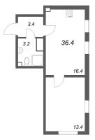 2 ккв (Евро) № 29 Корп.: 7 , Секция 1  в ЖК Октябрьская набережная