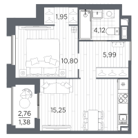 2 ккв (Евро) № 324 Корп.: 1 , Секция 4  в ЖК Оптимист