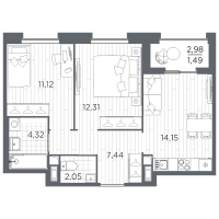 2 ккв № 265 Корп.: 1 , Секция 4  в ЖК Оптимист
