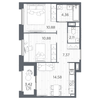 2 ккв № 373 Корп.: 1 , Секция 5  в ЖК Оптимист