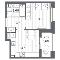 1 ккв № 267 Корп.: 1 , Секция 4  в ЖК Оптимист