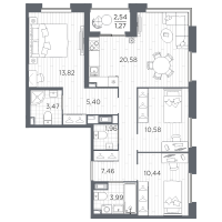 4 ккв (Евро) № 352 Корп.: 1 , Секция 4  в ЖК Оптимист
