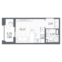 Студия № 238 Корп.: 1 , Секция 3  в ЖК Оптимист