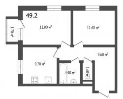 2 ккв № 1.2.7 Корп.: 3А , Секция 1  в ЖК Орловский Парк