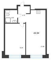 2 ккв (Евро) № 176 Корп.: 2 , Секция 4  в ЖК Остров Первых