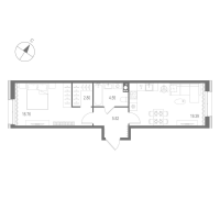 2 ккв (Евро) № 14 Корп.: 2 , Секция 1  в ЖК Остров Первых