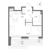 Студия № 414 Корп.: 1 , Секция 6  в ЖК Остров Первых