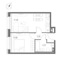 2 ккв (Евро) № 758 Корп.: 1 , Секция 12  в ЖК Остров Первых