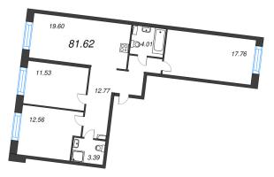 4 ккв (Евро) № 221 Корп.: 2 , Секция 5  в ЖК Остров Первых