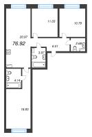 4 ккв (Евро) № 406 Корп.: 1 , Секция 6  в ЖК Остров Первых