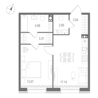 2 ккв (Евро) № 469 Корп.: 1 , Секция 8  в ЖК Остров Первых