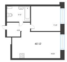 2 ккв (Евро) № 289 Корп.: 2 , Секция 6  в ЖК Остров Первых