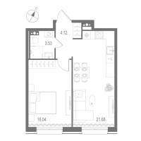 2 ккв (Евро) № 160 Корп.: 2 , Секция 4  в ЖК Остров Первых