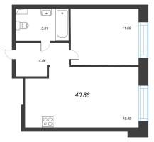 2 ккв (Евро) № 291 Корп.: 2 , Секция 6  в ЖК Остров Первых