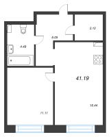 2 ккв (Евро) № 483 Корп.: 1 , Секция 8  в ЖК Остров Первых