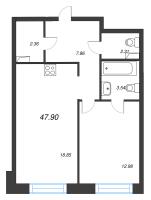 2 ккв (Евро) № 496 Корп.: 2 , Секция 9  в ЖК Остров Первых