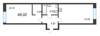 2 ккв (Евро) № 19 Корп.: 2 , Секция 1  в ЖК Остров Первых