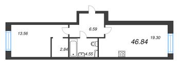 2 ккв (Евро) № 26 Корп.: 2 , Секция 1  в ЖК Остров Первых