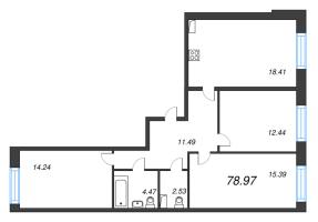 4 ккв (Евро) № 549 Корп.: 2 , Секция 11  в ЖК Остров Первых