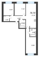 4 ккв (Евро) № 509 Корп.: 1 , Секция 8  в ЖК Остров Первых