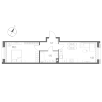 2 ккв (Евро) № 364 Корп.: 2 , Секция 7  в ЖК Остров Первых