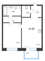 2 ккв (Евро) № 487 Корп.: 1 , Секция 8  в ЖК Остров Первых