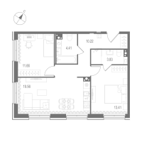 3 ккв (Евро) № 128 Корп.: 3 , Секция 4  в ЖК Остров Первых