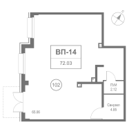 К. пом № Н14 Корп.: 1 , Секция 5  в ЖК Остров Первых