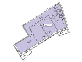 3 ккв № 40 Корп.: 7 , Секция 1  в ЖК Острова