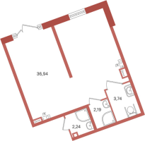 К. пом № Н.121106 Корп.: 2 Уч. 28 , Секция 3  в ЖК ПАТИО. Уютный квартал
