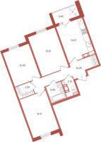 3 ккв № 239 Корп.: 2 Уч. 28 , Секция 4  в ЖК ПАТИО. Уютный квартал