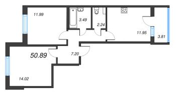 2 ккв № 5 Корп.: 1 Уч. 2 , Секция 1  в ЖК ПАТИО. Уютный квартал