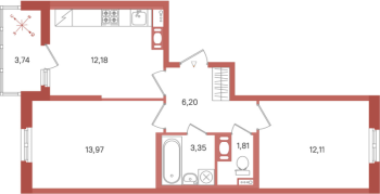 2 ккв № 157 Корп.: 2 Уч. 28 , Секция 3  в ЖК ПАТИО. Уютный квартал