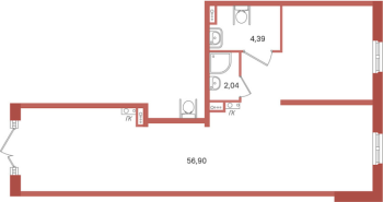 К. пом № Н.121102 Корп.: 2 Уч. 28 , Секция 3  в ЖК ПАТИО. Уютный квартал