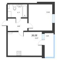 2 ккв (Евро) № 156 Корп.: 2 Уч. 28 , Секция 3  в ЖК ПАТИО. Уютный квартал