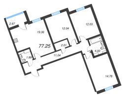 4 ккв (Евро) № 234 Корп.: 2 Уч. 28 , Секция 4  в ЖК ПАТИО. Уютный квартал